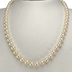 Collier choker d'occasion or 750 jaune perles de culture du japon 46 cm