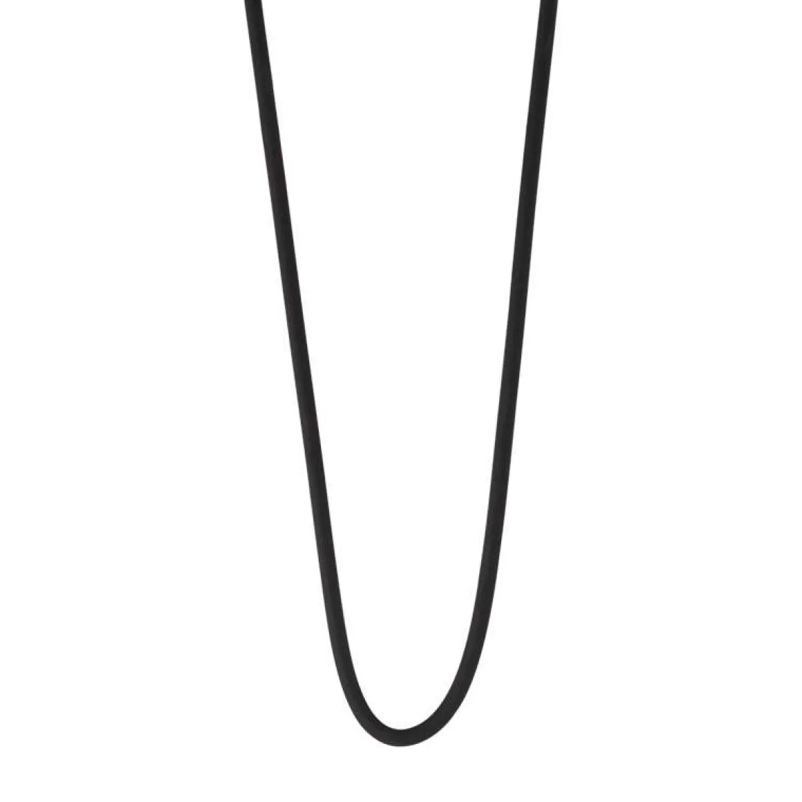 Collier cordon caoutchouc noir fermoir argent 925 50 cm