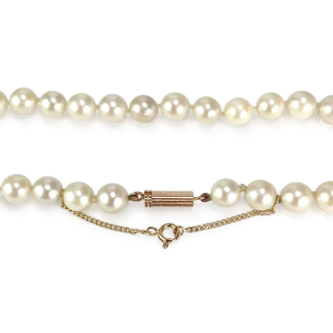 Collier d'occasion choker or 750 jaune perle de culture du japon 58cm