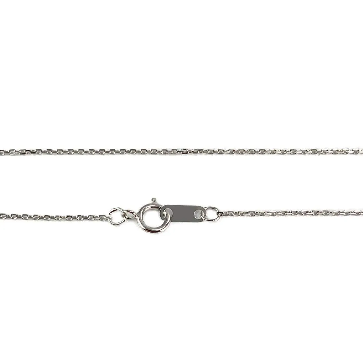 Collier d'occasion en or blanc 375, maille forçat, diamants, 45 cm