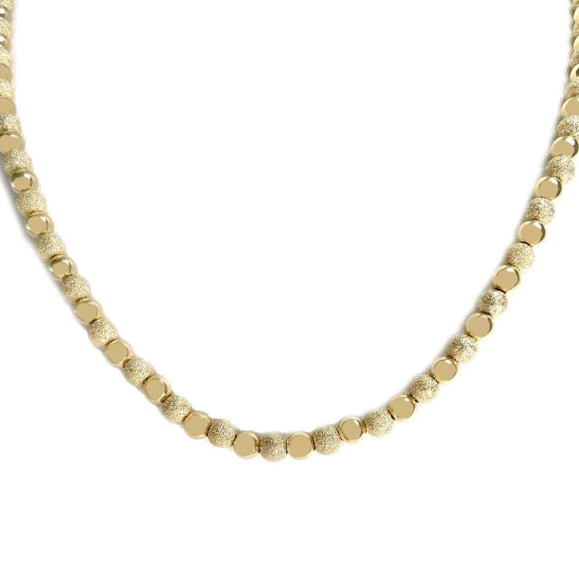 Collier d'occasion en or jaune 750, maille boules, 44,5 cm
