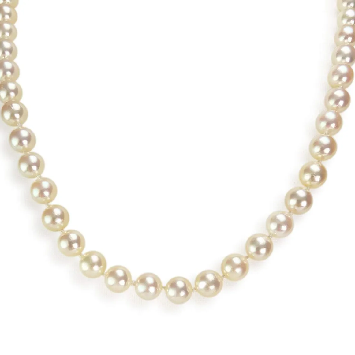 Collier d'occasion en or jaune 750, maille perles, perles de culture du Japon, 48 cm