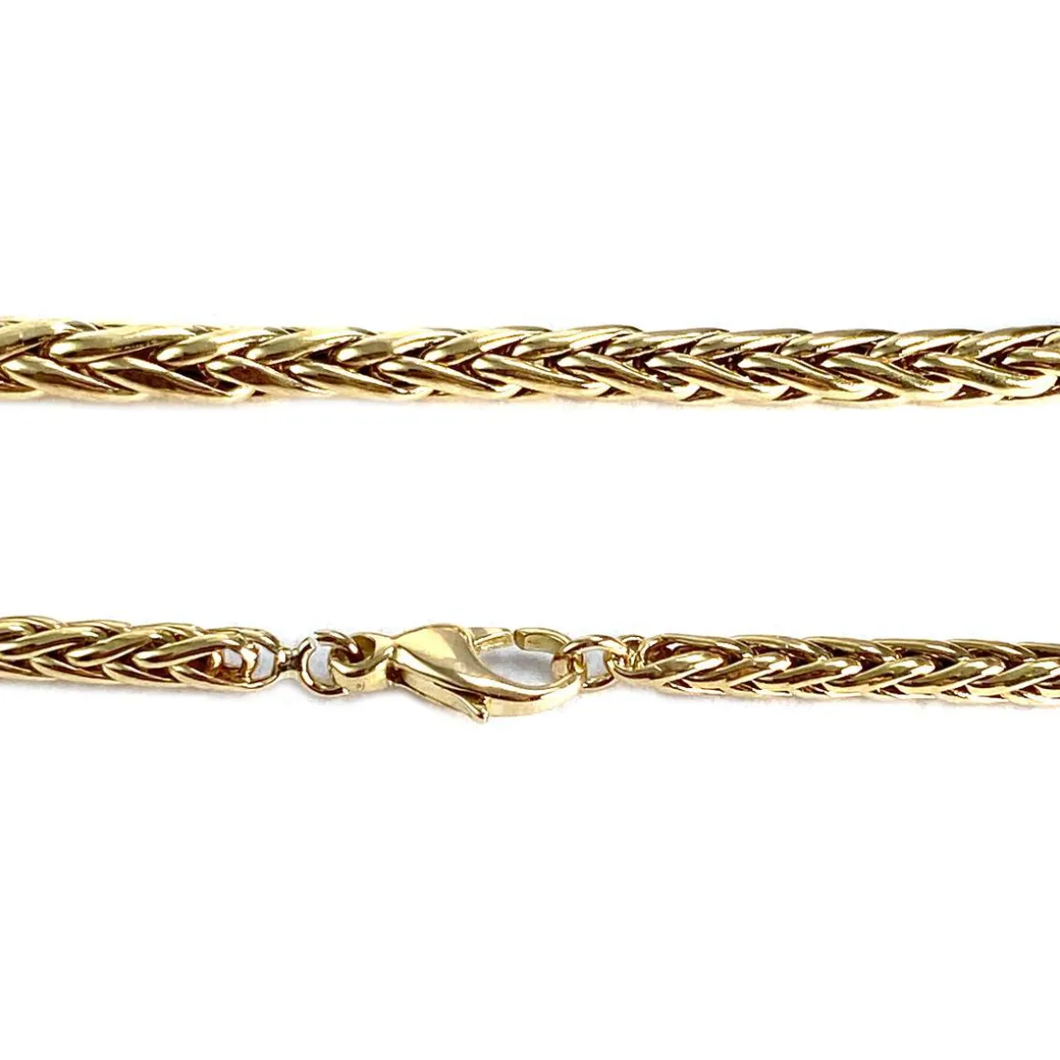 Collier d'occasion en or jaune 750, maille palmier, diamants et saphirs, 42 cm