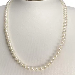 Collier d'occasion en or jaune 750, perles de culture et diamants, 80 cm