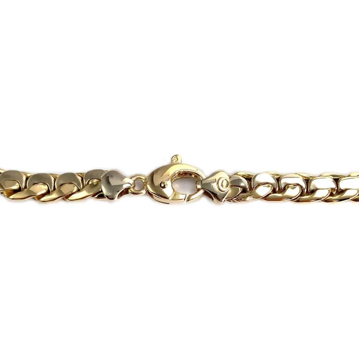 Collier d'occasion en 2 ors 750, maille fantaisie, 44 cm