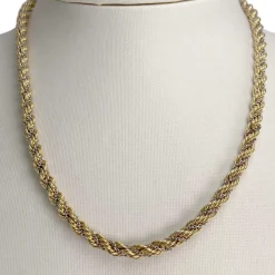 Collier d'occasion en or 2 tons 750, maille torsadée, 44 cm