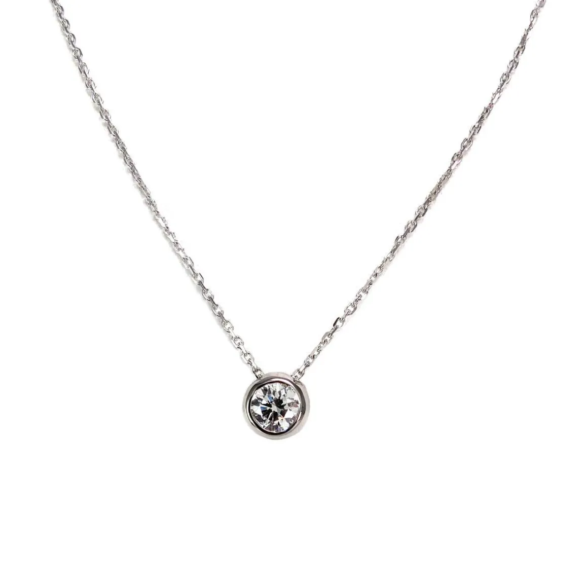 Collier d'occasion or 750 blanc diamant 42.5 cm