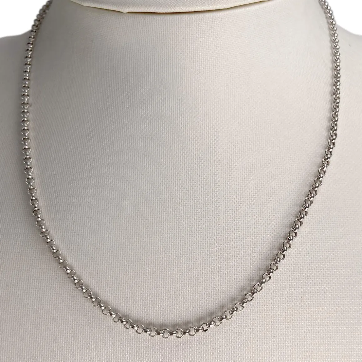 Collier d'occasion or 750 blanc maille jaseron 42cm