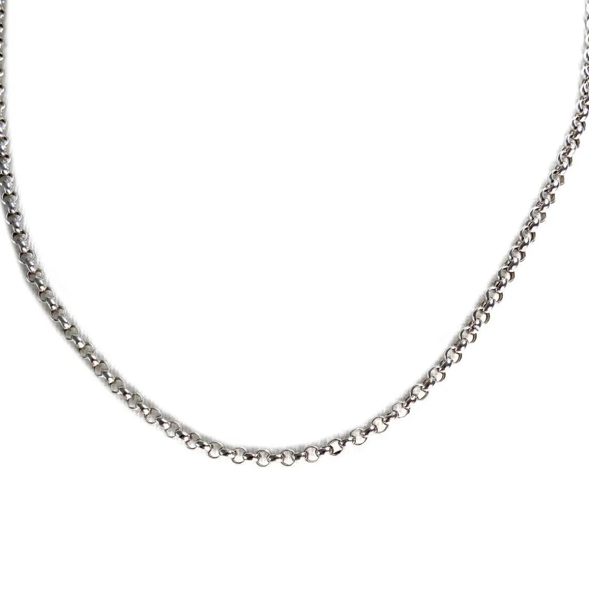 Collier d'occasion or 750 blanc maille jaseron 42cm