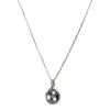 Collier d'occasion or 375 blanc maille forçat perle de Tahiti