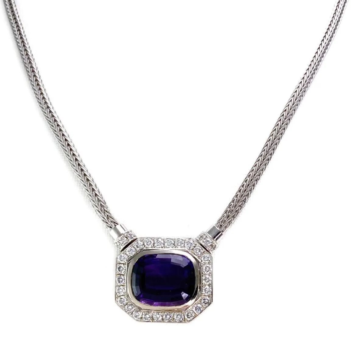 Collier d'occasion or 585 blanc maille fantaisie 39 cm