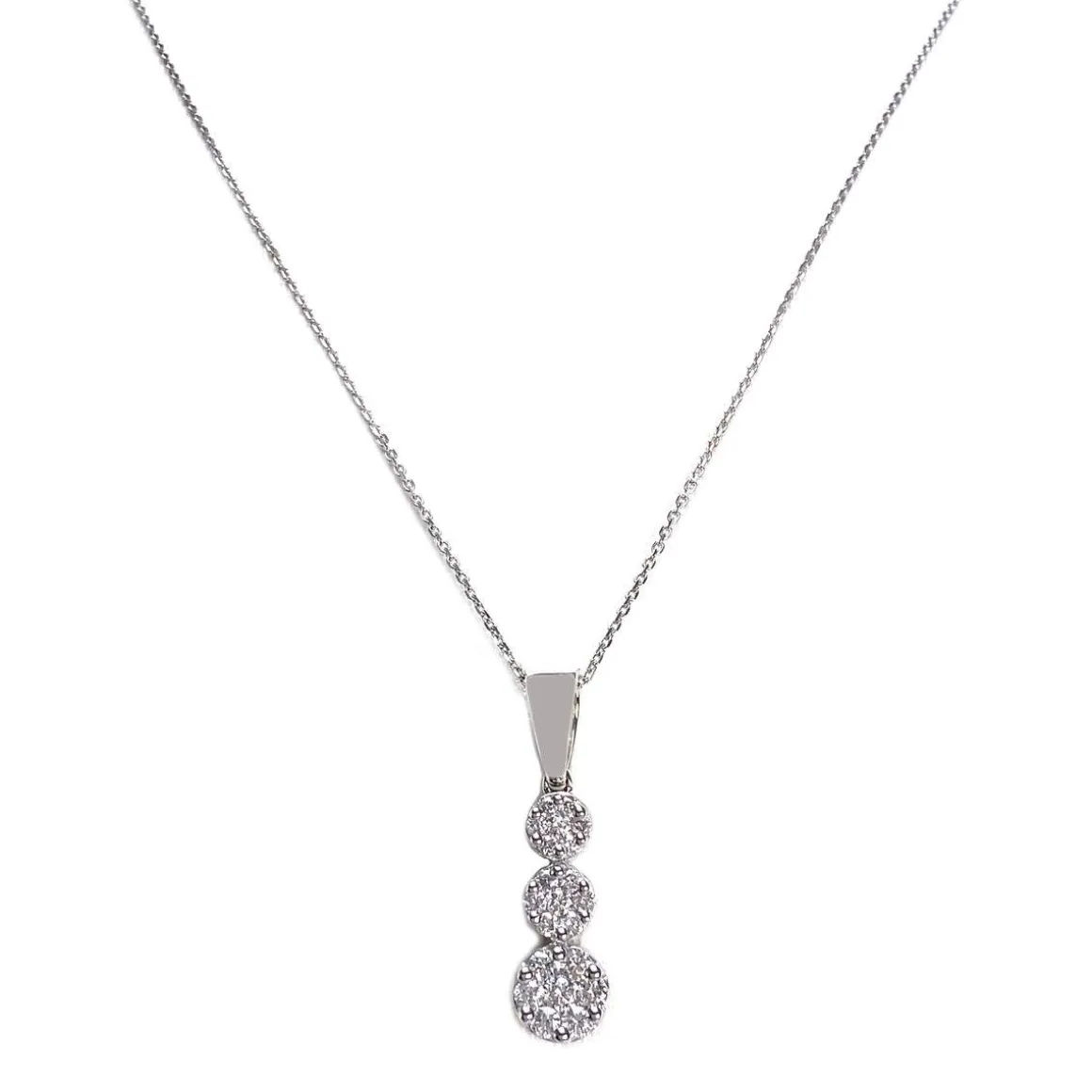 Collier d'occasion or 375 blanc maille forcat diamant 40.5 cm