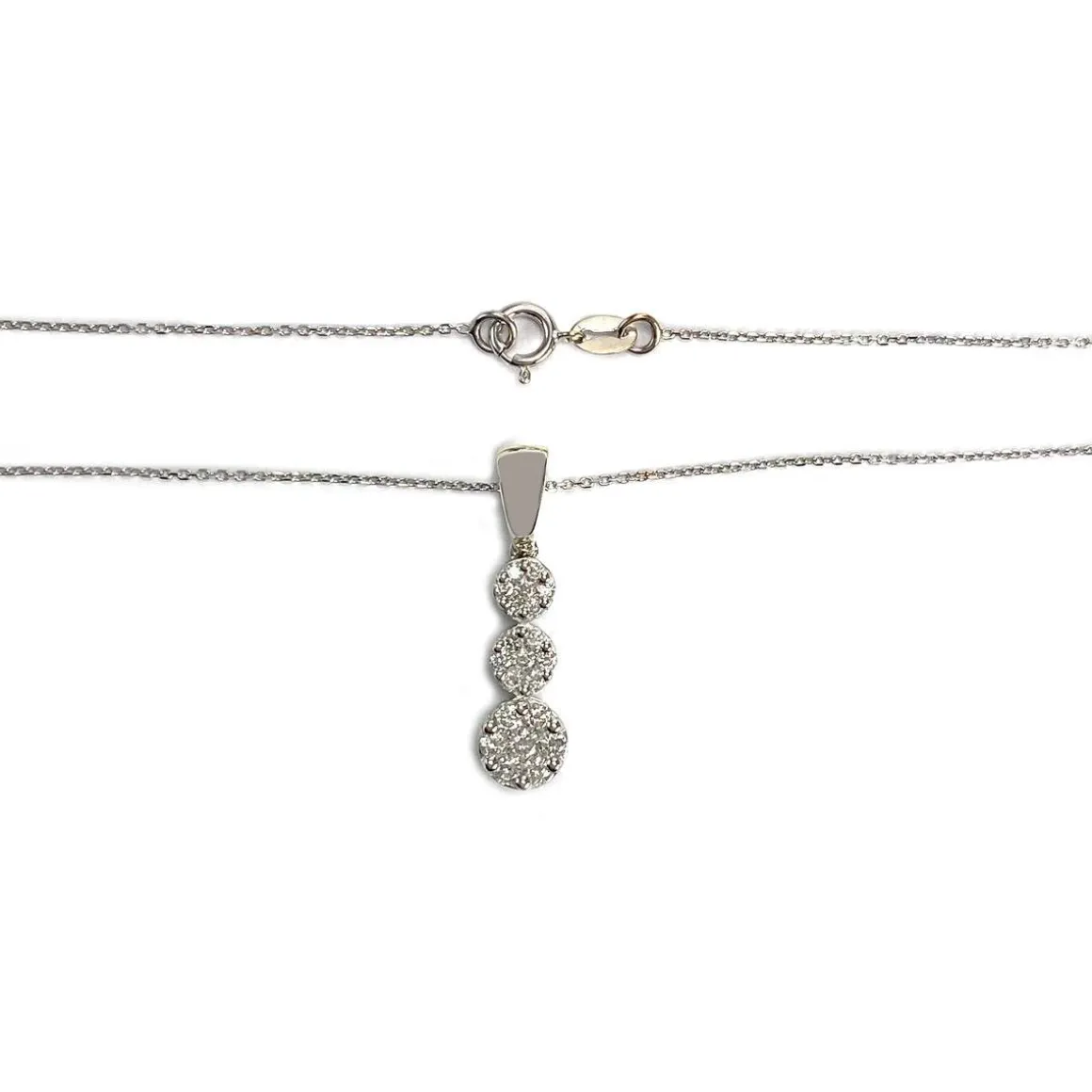 Collier d'occasion or 375 blanc maille forcat diamant 40.5 cm
