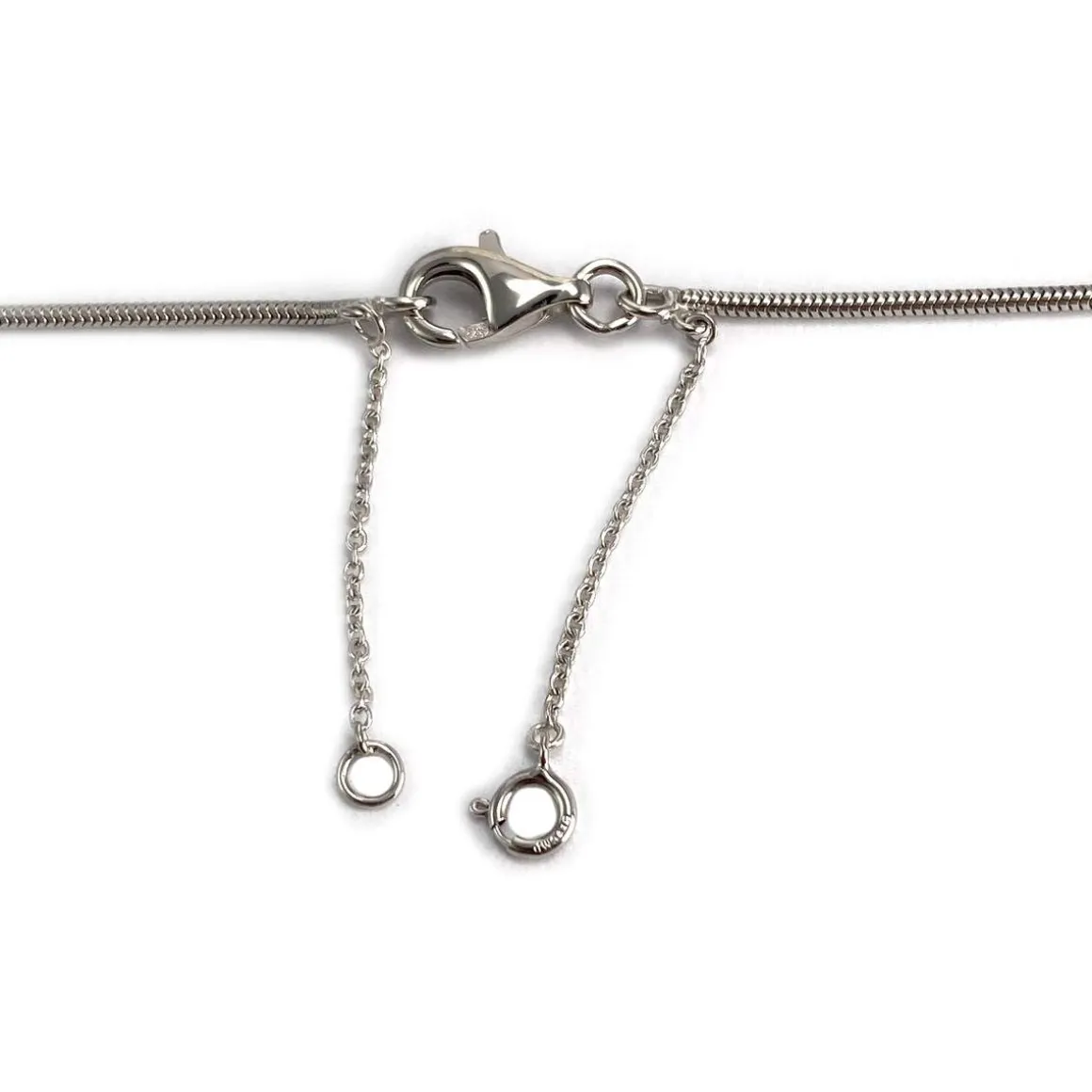 Collier d'occasion or 750 blanc maille serpentine améthystes diamants 55cm
