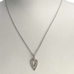 Collier d'occasion or 375 blanc maille fantaisie diamants