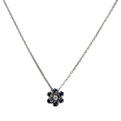 Collier d'occasion or 750 blanc maille forcat diamant saphir