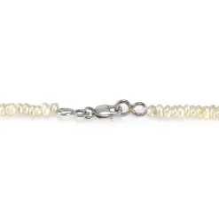 Collier d'occasion or 750 blanc perle de culture perles keshi diamants 45 cm