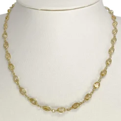 Collier d'occasion or 750 jaune citrines 43 cm