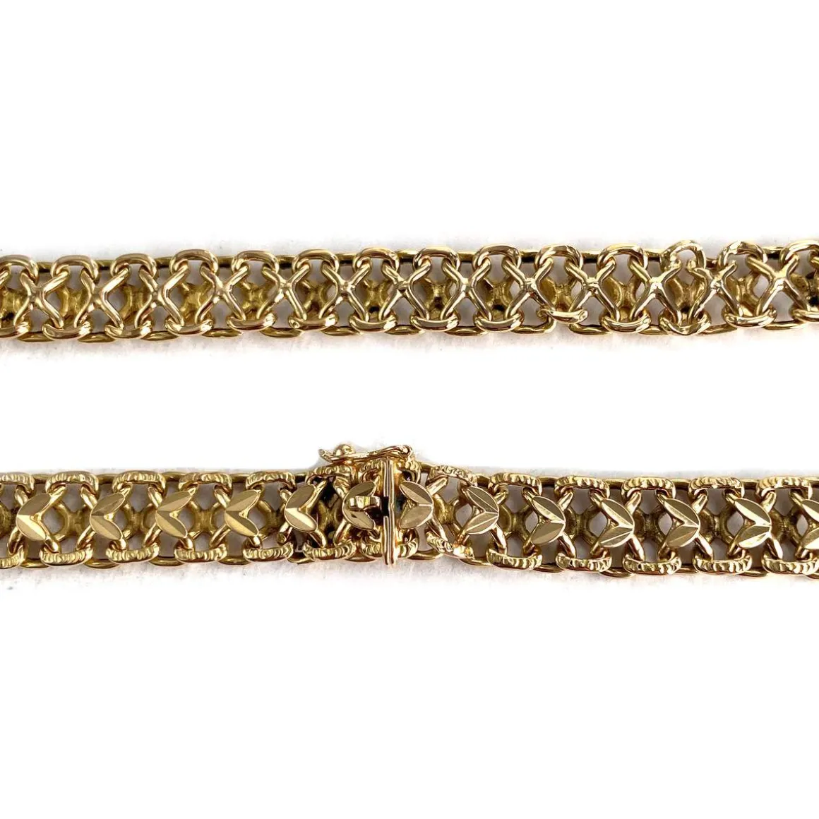 Collier d'occasion or jaune 750, maille fantaisie, 47cm