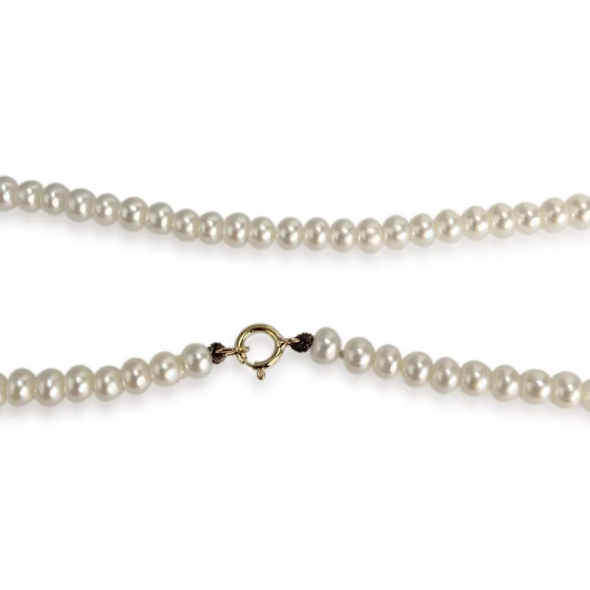 Collier d'occasion or 750 jaune maille perles, perles de culture de Chine et ambre