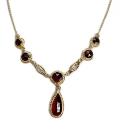 Collier d'occasion or 750 jaune maille forcat grenat