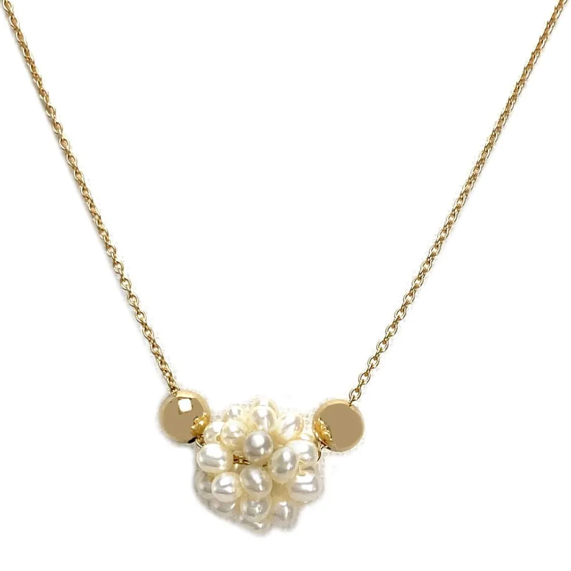 Collier d'occasion or 750 jaune maille forçat perles de culture d'eau douce 45 cm
