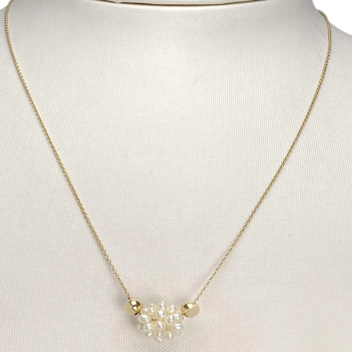 Collier d'occasion or 750 jaune maille forçat perles de culture d'eau douce 45 cm
