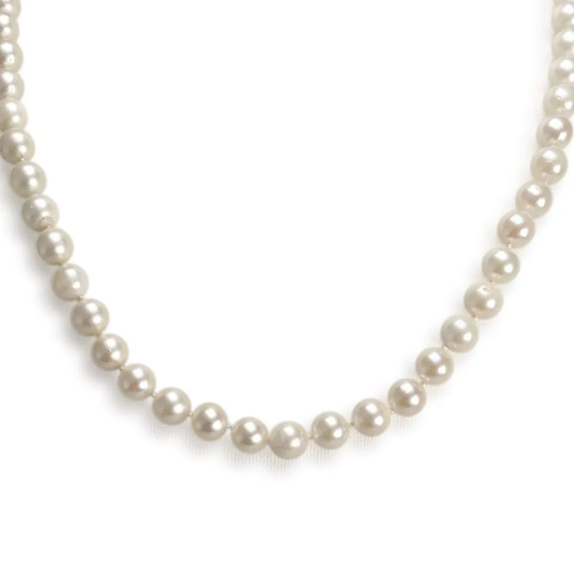 Collier d'occasion or 750 jaune maille perles, perles de culture du Japon