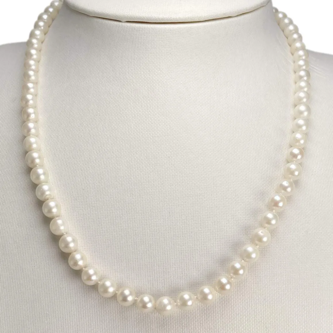 Collier d'occasion or 750 jaune maille perles, perles de culture du Japon