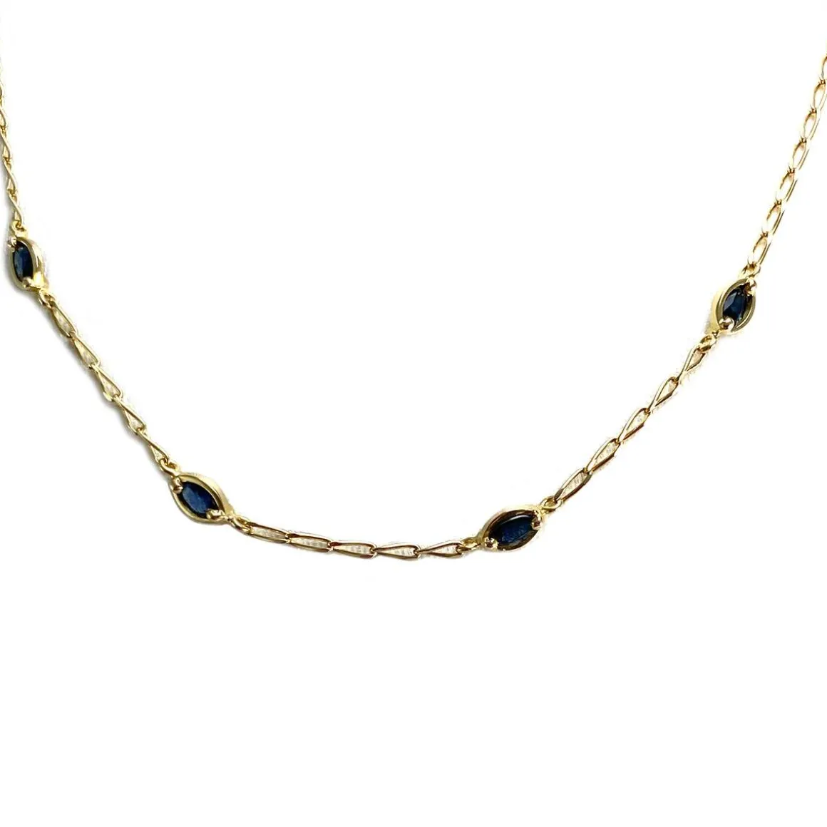 Collier d'occasion or 750 jaune maille cheval saphir