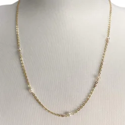 Collier d'occasion or 750 jaune maille forcat perle de culture