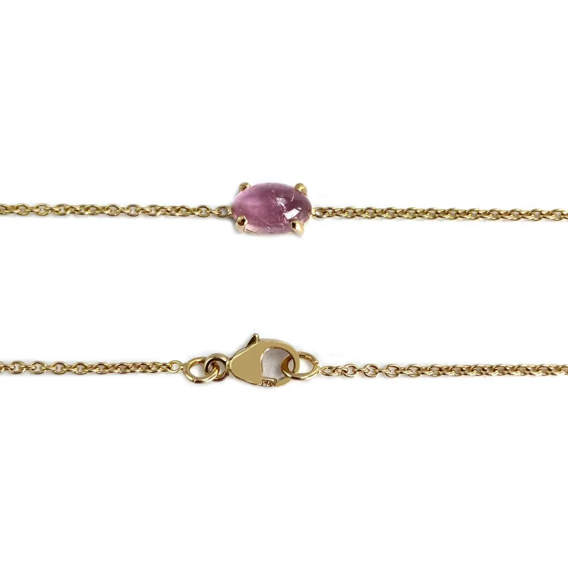 Collier d'occasion or 750 jaune maille forçat tourmalines roses