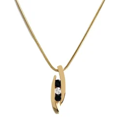 Collier d'occasion or 750 jaune maille serpent diamant saphirs