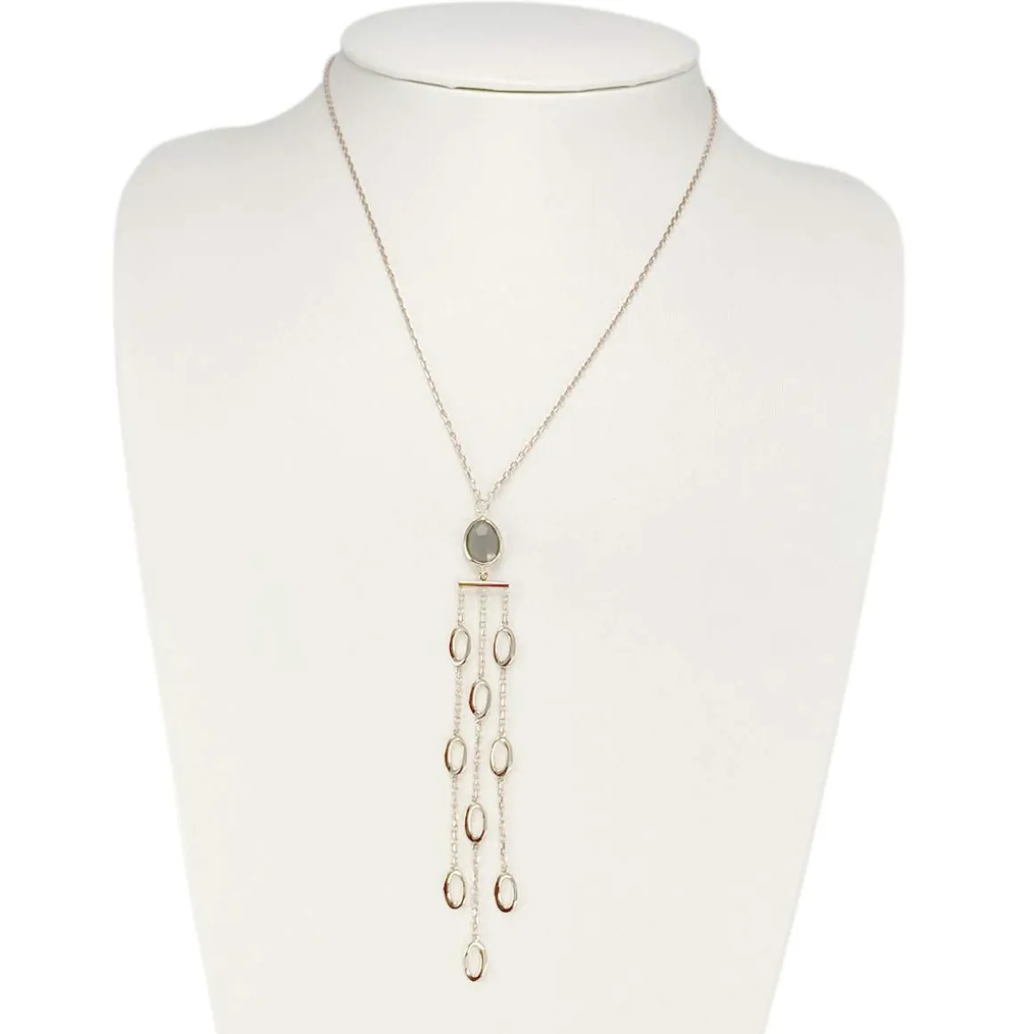Collier d'occasion or 750 rose quartz fumé 42 cm