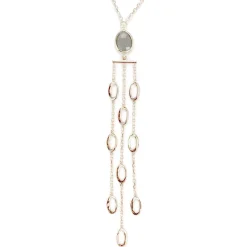 Collier d'occasion or 750 rose quartz fumé 42 cm