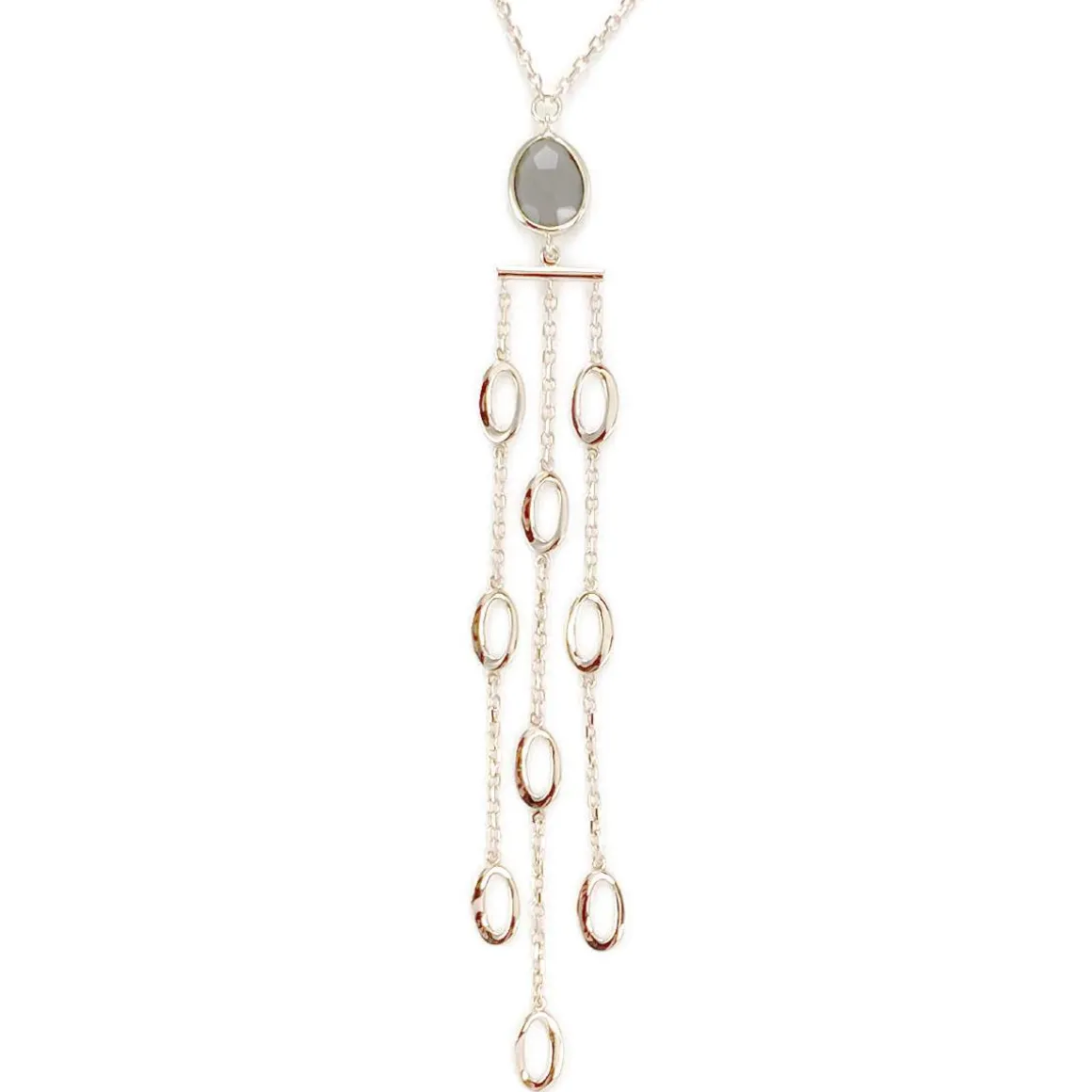 Collier d'occasion or 750 rose quartz fumé 42 cm