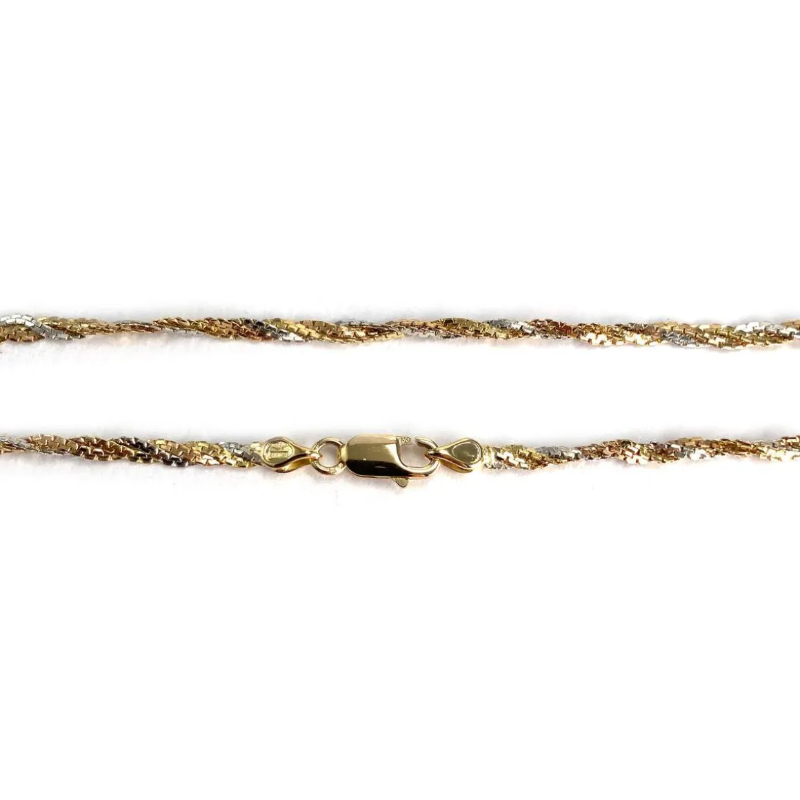 Collier d'occasion 3 ors 750, maille torsadée, 47 cm