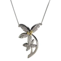Collier d'occasion 2 ors 750 maille forçat diamants 44.5cm