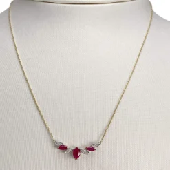 Collier d'occasion or 750 2 tons maille forçat rubis diamants