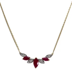 Collier d'occasion or 750 2 tons maille forçat rubis diamants