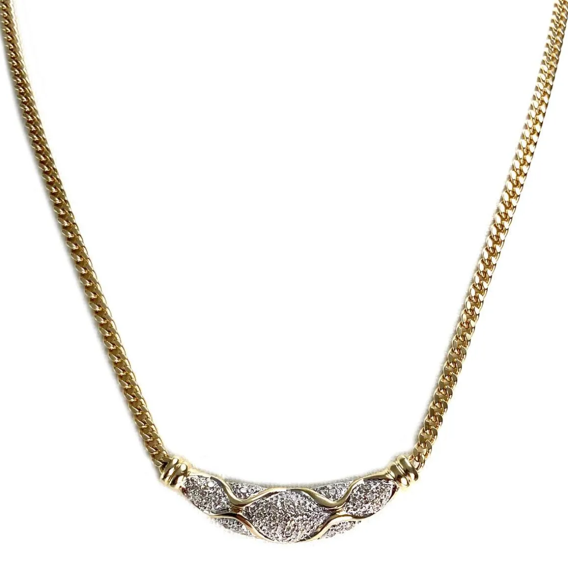 Collier d'occasion or 750 2 tons maille gourmette diamants 43cm