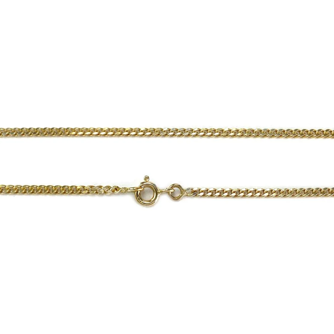 Collier d'occasion or 375 2 tons maille gourmette saphirs diamants 69,5 cm