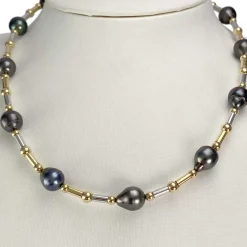 Collier d'occasion or 750 2 tons perle de tahiti