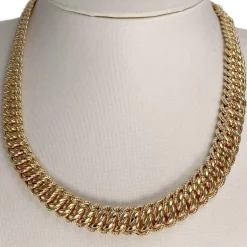 Collier en chute d'occasion or jaune 750, maille américaine, 45 cm