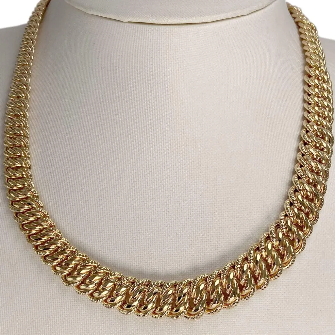 Collier en chute d'occasion or jaune 750, maille américaine, 45 cm