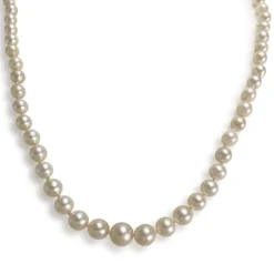 Collier en chute d'occasion or 750 jaune maille perles perle de culture