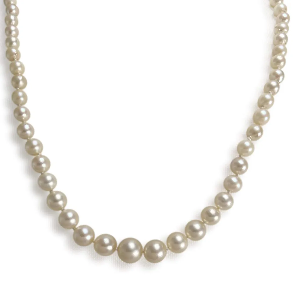 Collier en chute d'occasion or 750 jaune maille perles perle de culture