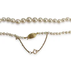 Collier en chute d'occasion or 750 jaune maille perles perle de culture