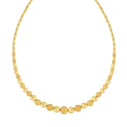 Collier en chute or 750 jaune boules polies et granitées 45 cm