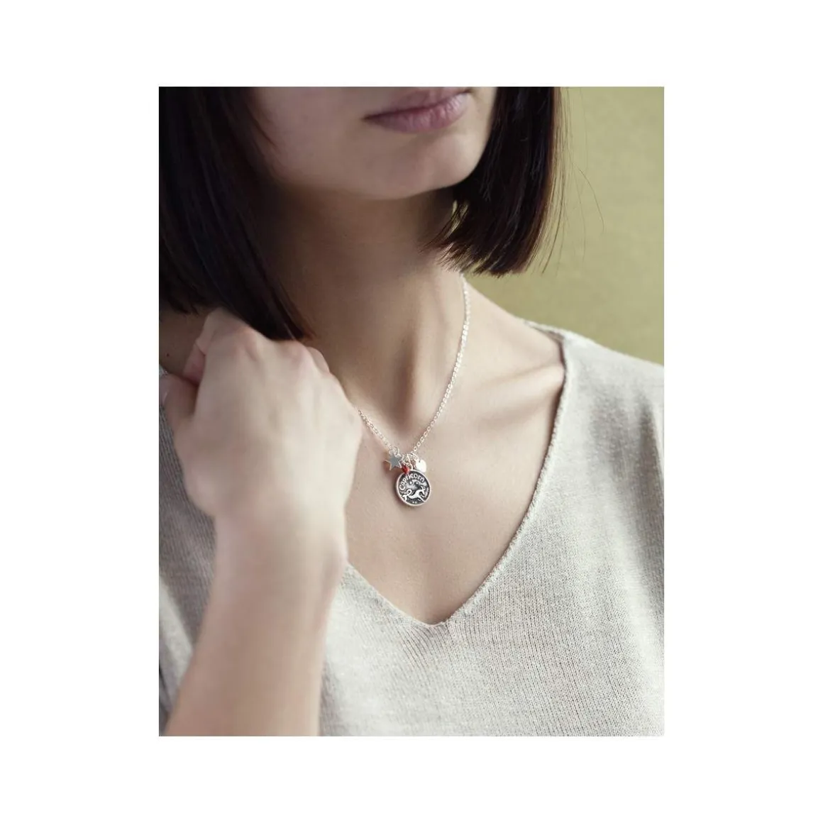 Collier laiton rhodié capricorne